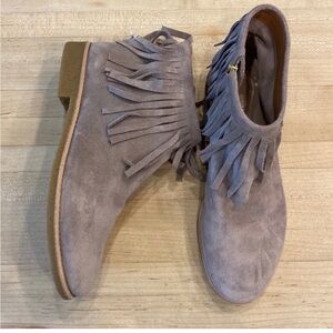 Kate Spade New York Fringed Suede Ankle Boots - Gray